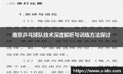 南京乒乓球队技术深度解析与训练方法探讨