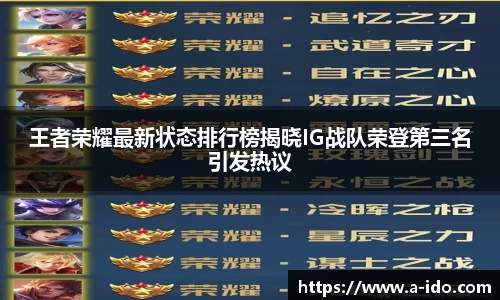王者荣耀最新状态排行榜揭晓IG战队荣登第三名引发热议